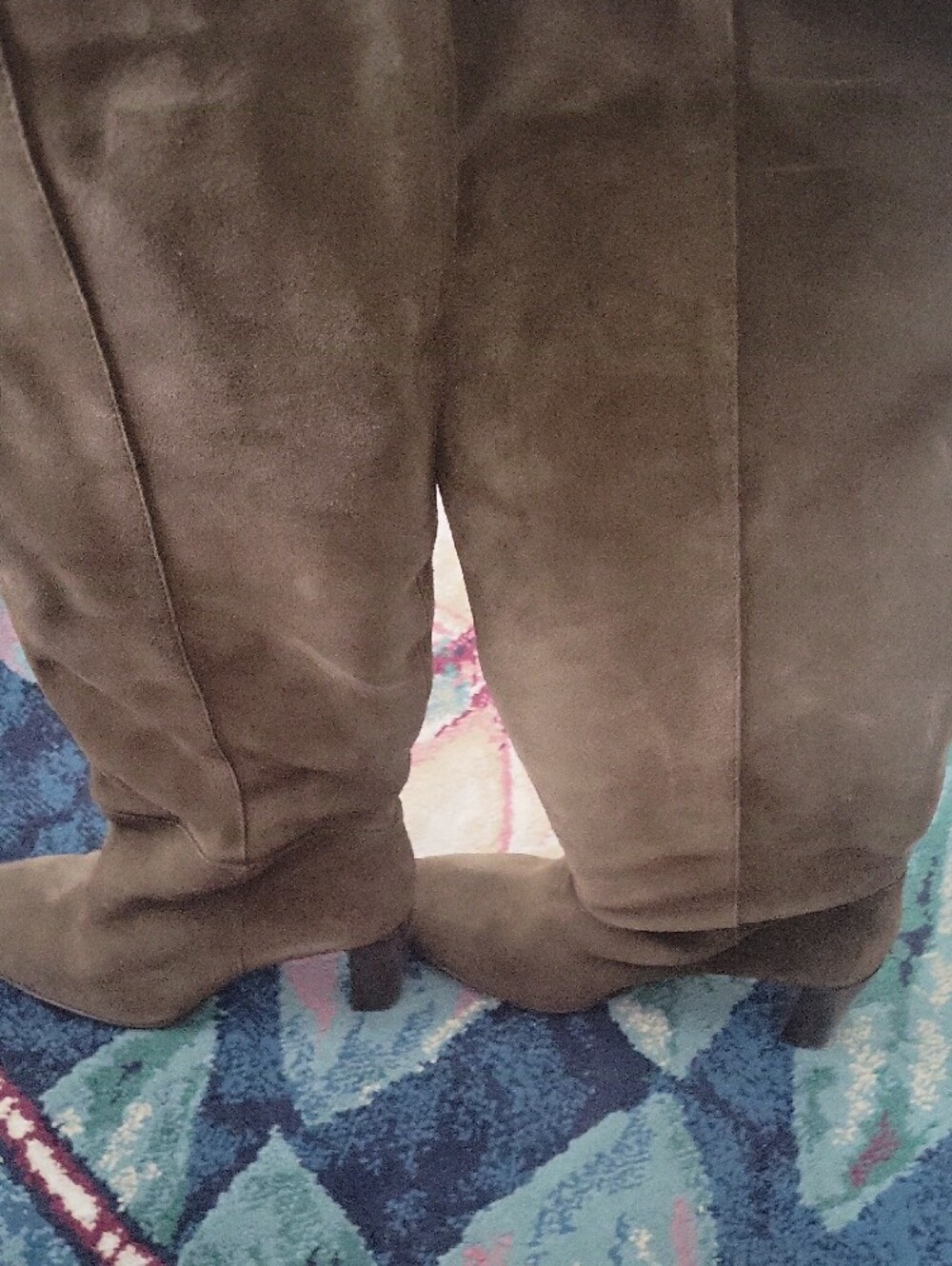 Zara Olive Knee-High Suede Heeled Boots - Picture 2 of 5